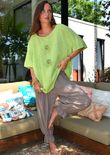 Izi Cheesecloth Button Tee Lime